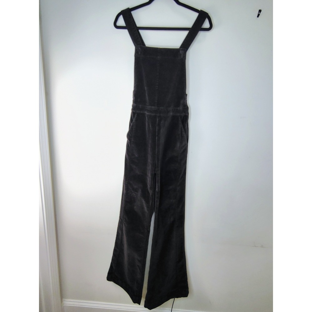 Frame Denim Le Velveteen Jumpsuit Charcoal Black Overalls X/S